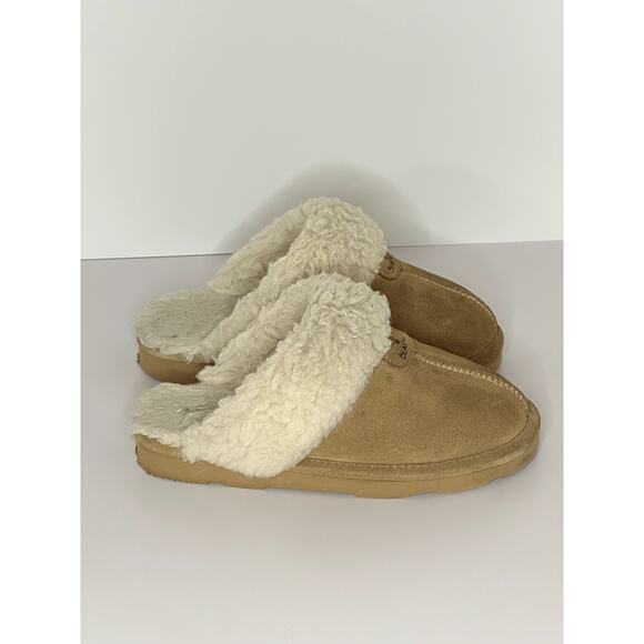 Bearpaw Girls Slippers – Tan Suede Slip-On House Shoes (Size US 3) - Picture 2 of 6